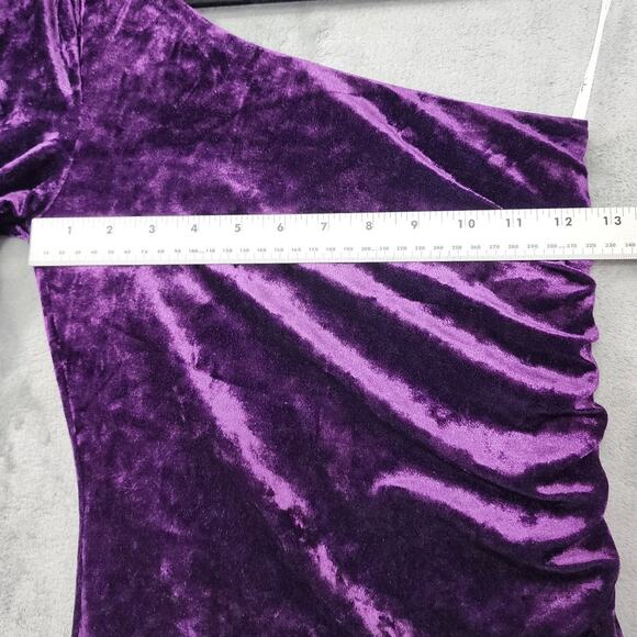 NEW Lulus Dress Womens XS Purple Muse Moment Crushed Velvet One-Shoulder Mini - Picture 9 of 11